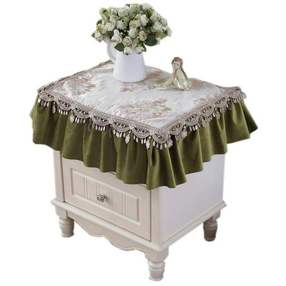 Panda Superstore  European Style Bedside Lace Floral Dust Table Cloth Cover, Green