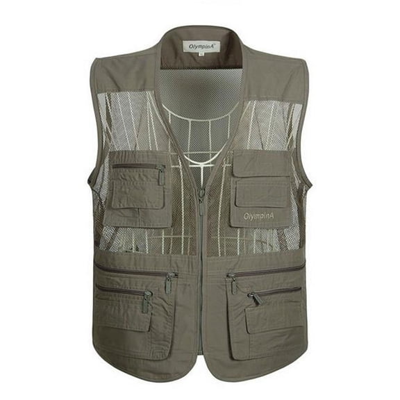 Panda Superstore Fashion Mesh Middle-aged Men Fishing Photographer Vest - Gray - 4XL