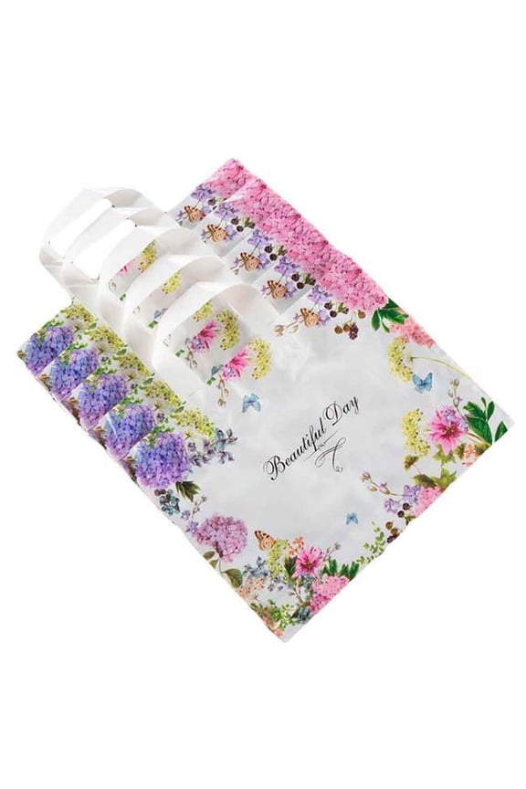 Flower Plastic Boutique Retail Merchandise Gift Shopping Bags - 50 Piece