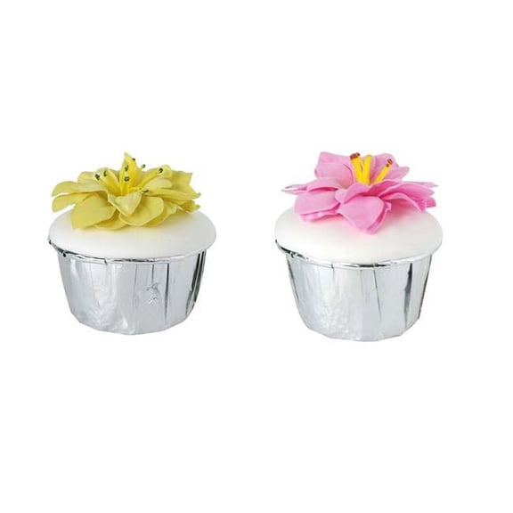 Panda Superstore  Flowers Fake Cupcake Inedible Artificial Display Decor Cake Model, D - Set of 2