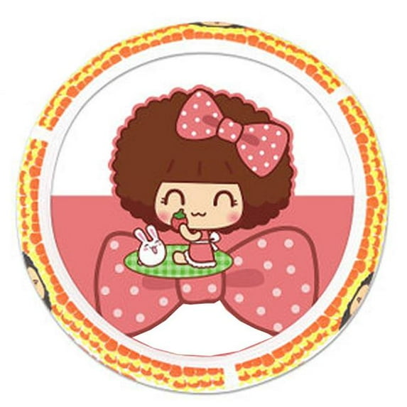 Panda Superstore Girly Favorite Cute Cartoon Latex Steering Wheel Cover - Yellow & White - 38 cm