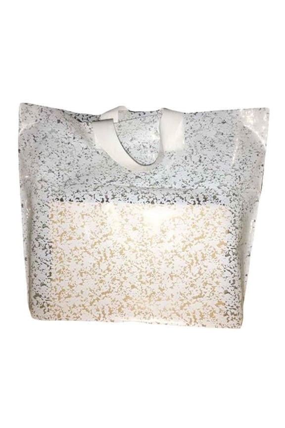 Lace Plastic Gift Boutique Merchandise Shopping Bags, White - 50 Pieces