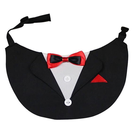 Panda Superstore Manual Suit Shaped Wedding Collars Dog Grooming Triangle Bandana, Black - Large