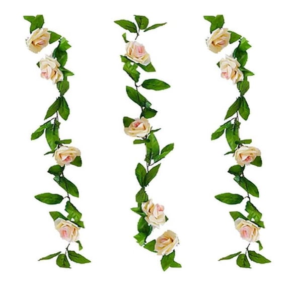 Panda Superstore PL-HOM14087331-KELLY00052 Rose Artificial Vines Fake Flowers Decoration, Champagne - Set of 3
