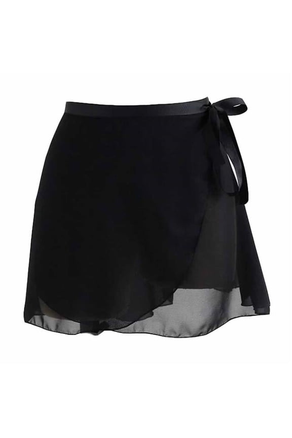PL-SPO2515164011-DORIS00851-RP Womens Chiffon Uniforms Wrap Ballet Skirt, Black - 38 cm