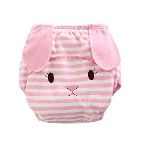 Panda Superstore PS-BAB166764011-ALIEN01071 Well Design Rabbit Cartoon Pink Strip Baby Diapers - Set of 2