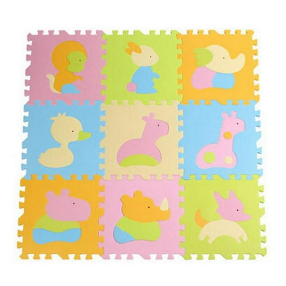 Panda Superstore PS-BAB196609011-DAISY00528 Joint Mat Interlocking Foam Mats, 9 Tiles - Animals C