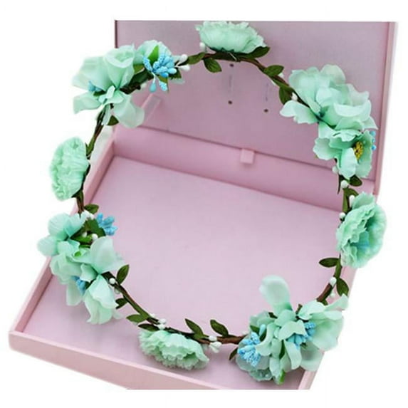 Panda Superstore PS-BEA11058051-MC00210 Holiday Dress Headdress Flower Garlands of Cane Simulation,Skyblue