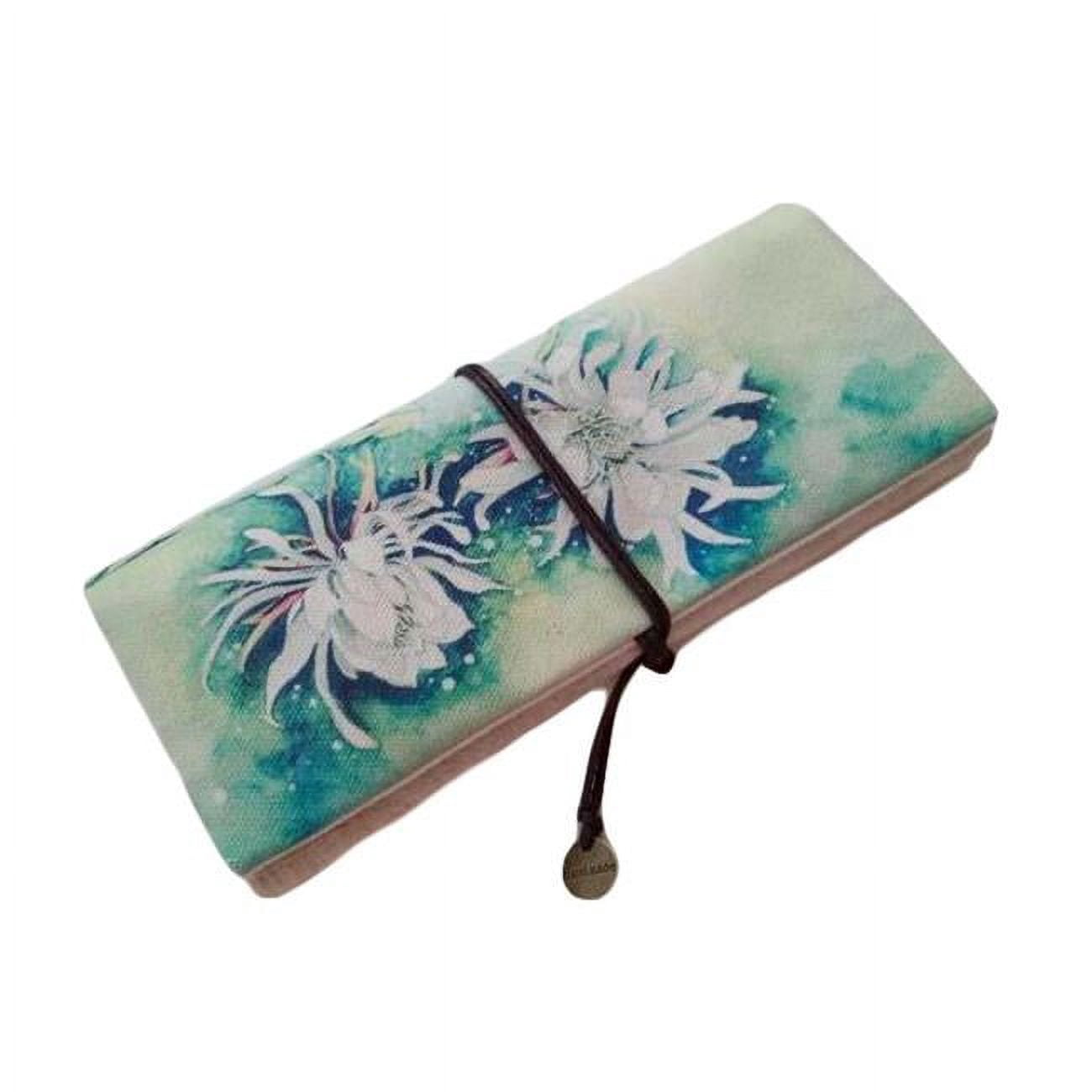 Panda Superstore PS-OFF12901041-DORIS00283 Flower Art Linen Pen Case Roll up Pencil Case Cosmetic Pencil Pouch Purse Bag