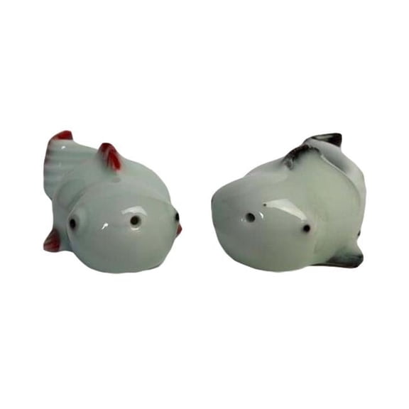 Panda Superstore PS-OFF12901041-DORIS01472 A Pair Cute Fish Ceramic Calligraphy Supplies Writing Brush Holder Brush Rack
