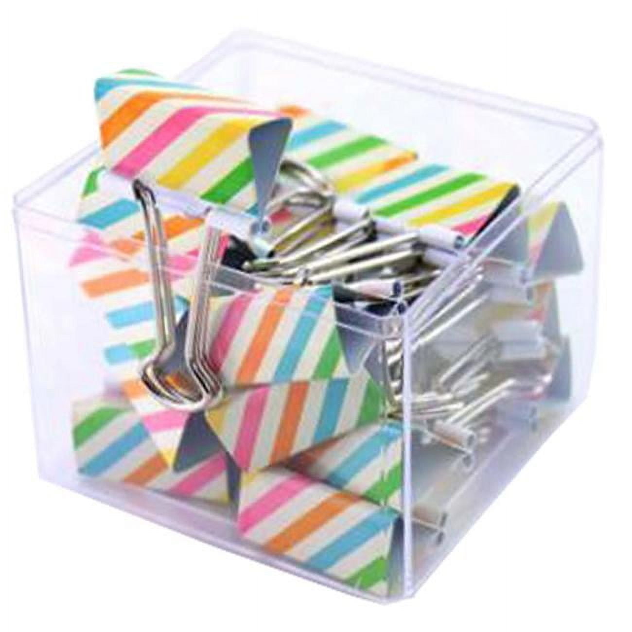 Panda Superstore PS-OFF705361011-JESSICA00609 Colorful Stripe Metal Binder Clips - 16 Piece