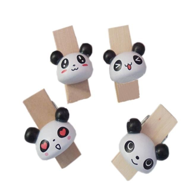 Panda Superstore PS-OFF705361011-JESSICA00615 Adorable Panda Wooden Binder Clip - Set of 2