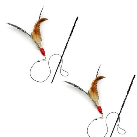 Panda Superstore PS-PET2975303011-JENNY01127 Interactive Educational Toy for Pet Feathers & Bird Rod Cat Toy - No.04 - Set of 2