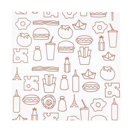 Panda Superstore Red Graffiti Baking Grease-Proof Wax Hamburger Papers - 200 Piece