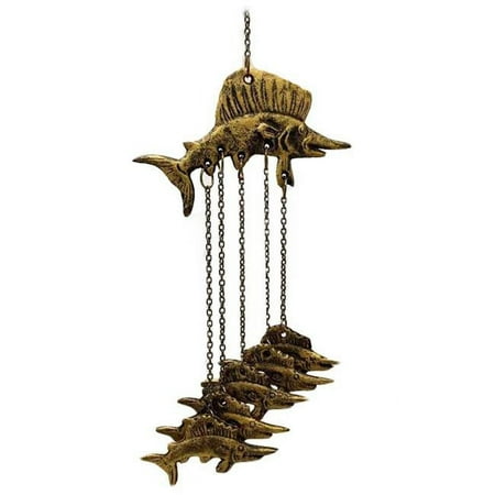 Panda Superstore PF-HOM13881841-DORIS00207-RP Retro Fish Bell Home Hanging Decor Cast Iron Door Bell Windchime for Shop, Bronze