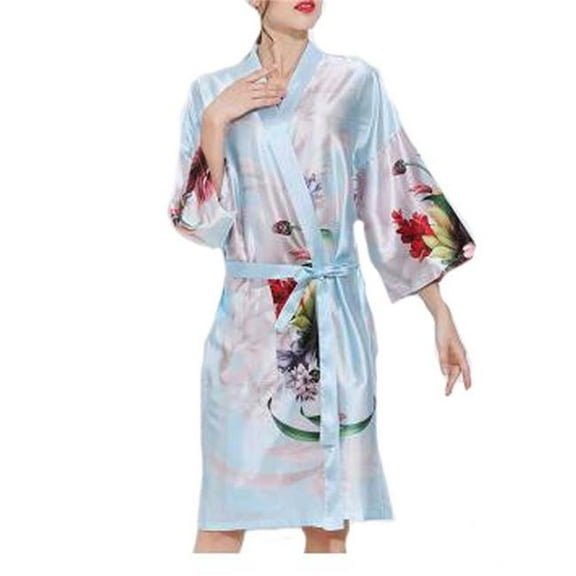 Panda Superstore  Retro Style Beauty Salon Flower Gown Robes Hairdressing Gown for Clients - Blue