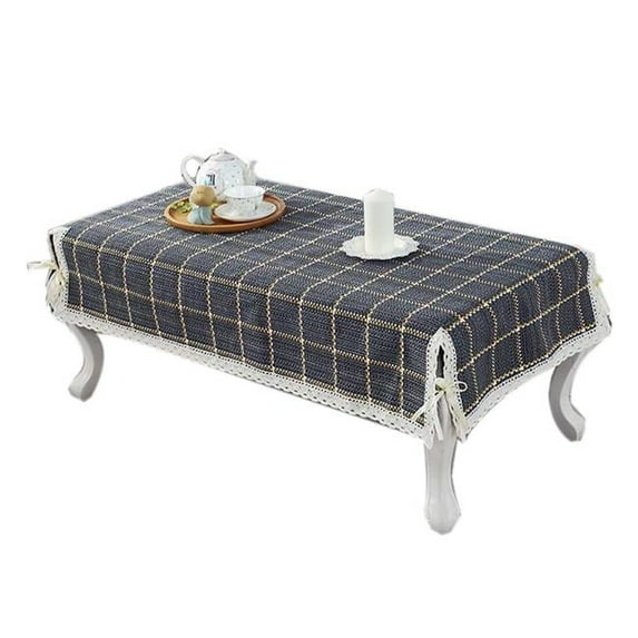 Panda Superstore Simple Style Cover Coffee Dustproof Lace Tablecloth, Gray Grid