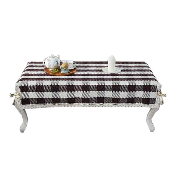 Panda Superstore  Simple Style Table Coffee Dustproof Lace Tablecloth, Brown Grid