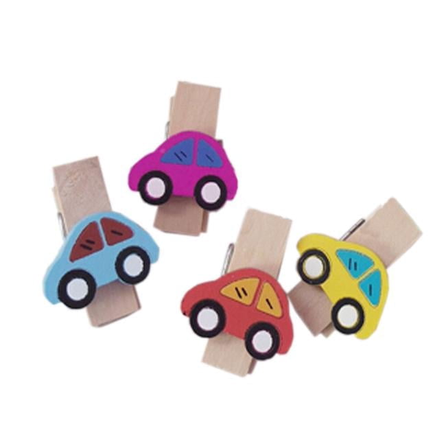 Panda Superstore  Stylish Fashion Mini Car Wooden Binder Clips - Set of 2