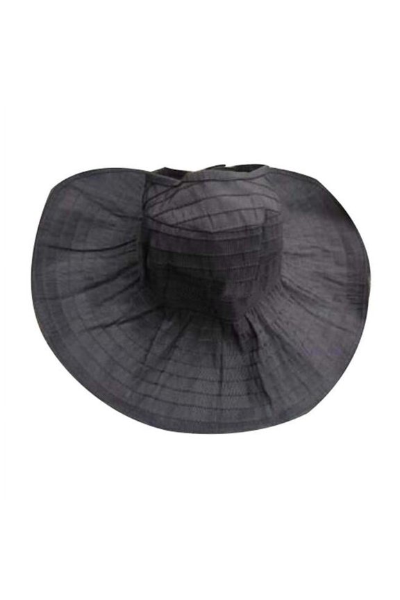 Womens Adjustable Summer Cap Fashion Wide Brim Beach Sun Hat, Black