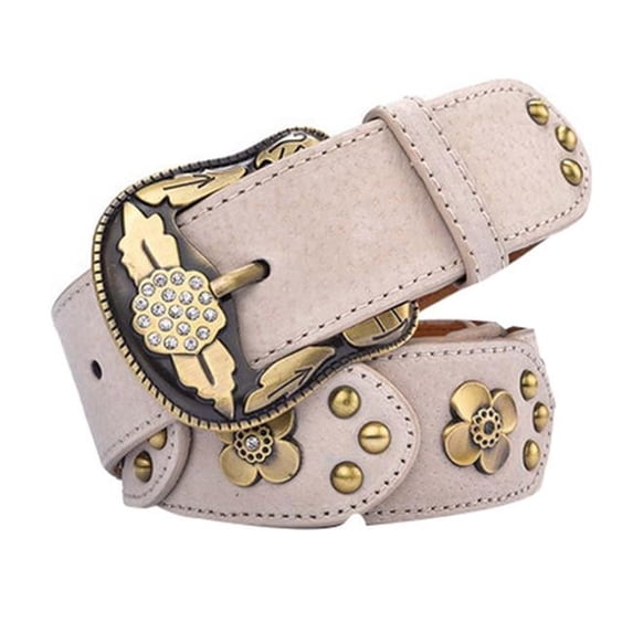 Panda Superstore Womens Rivet Dress Simple Wide Waist Jeans Belts 40.16 in.