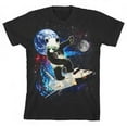 thumbnail image 1 of Panda Surfing through Space Boy's Black T-shirt-Medium, 1 of 4