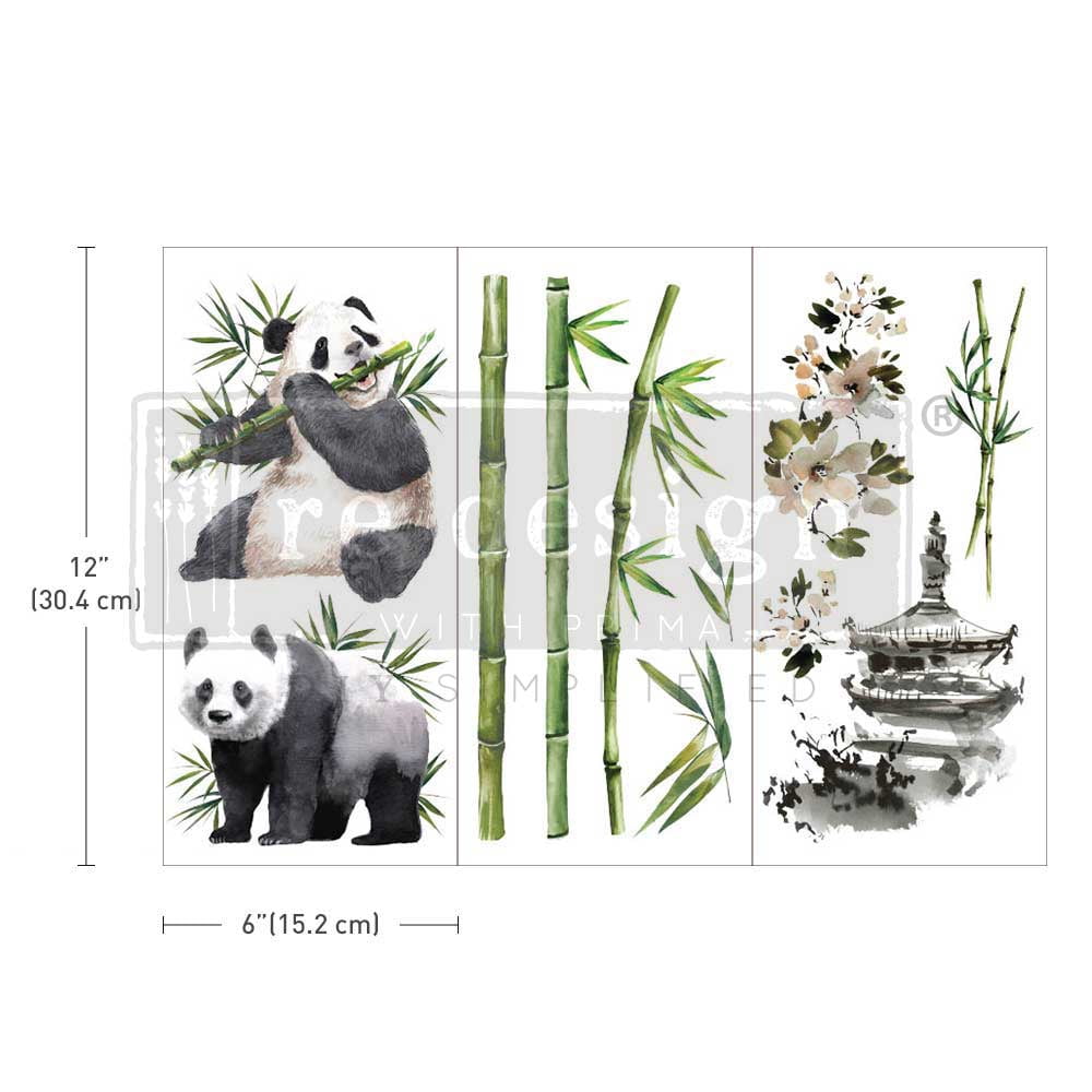 Panda Sweet - Small Transfers 6"x12" 3 Sheets Rub on Transfers for Furniture Vintage Rub on Transfers Stickers for Crafts Classic Spring Summer Autumn Decoration Transfers 655350657451