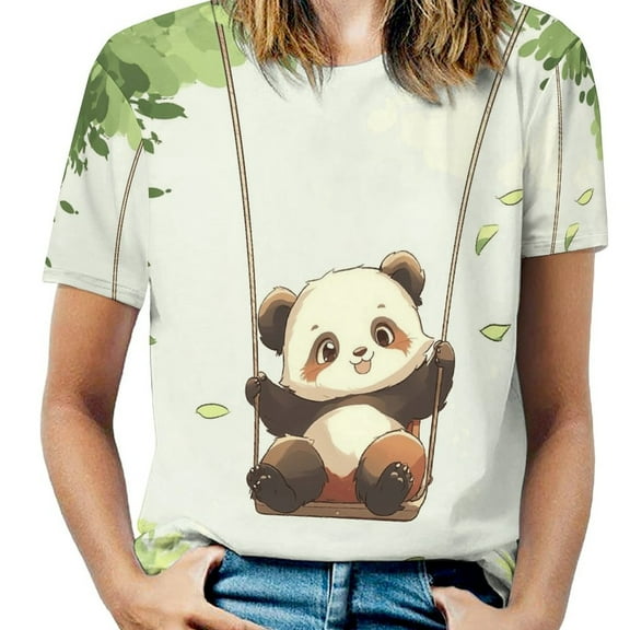 Panda Swing Joyful Women's Short Sleeve Tops Casual Blouses T Shirt