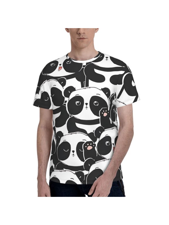Panda T-Shirt Crew Neck Short Sleeve Full-Print for Men