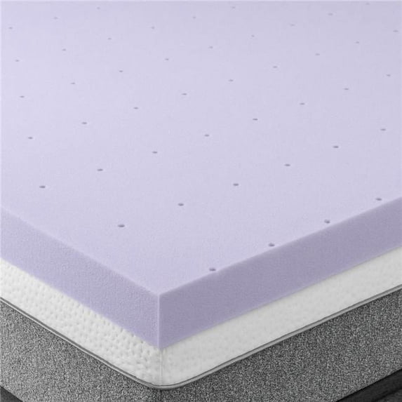 Panda TC0051 3 in. Solace Sleep Lavender Infused & Ventilated Memory Foam Slab Mattress Topper, Cal King