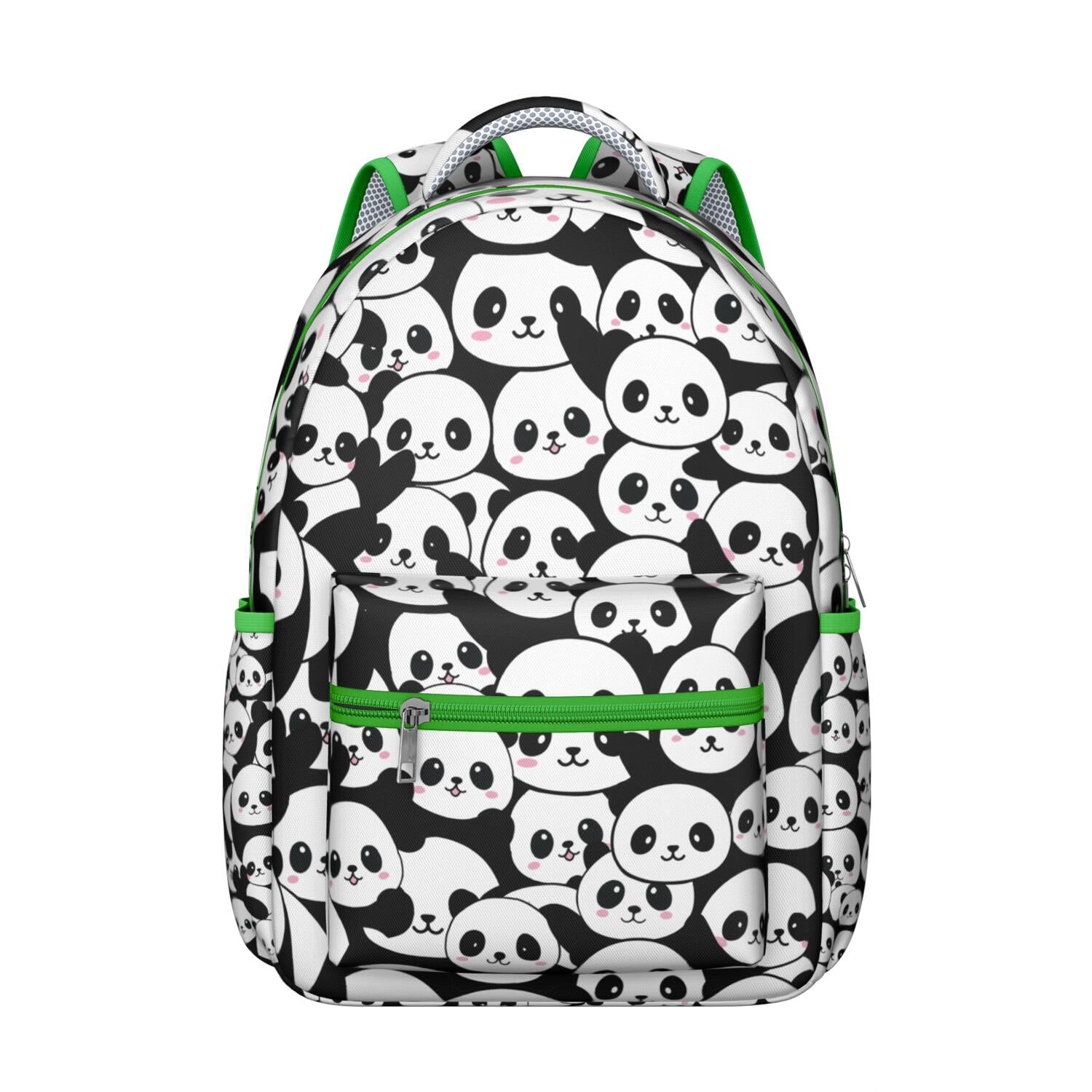 Panda Themed School Backpack for High School & College Students - Durable Water Resistant Bookbag with Laptop Sleeve, Ergonomic Straps, Large Capacity Organizer for Textbooks Supplies Panda Gift