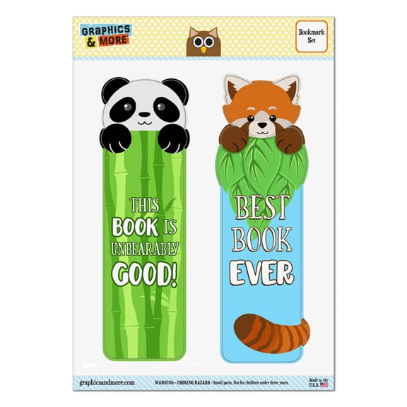 Panda This Book is Unbearably Good and Red Best Book Ever Set of 2 Bookmarks