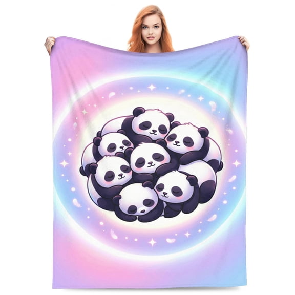 Panda Throw Blanket, Adorable Panda Animal Theme, Cozy Flannel Throw Blanket , Home Decor Sofa Bed 50x40