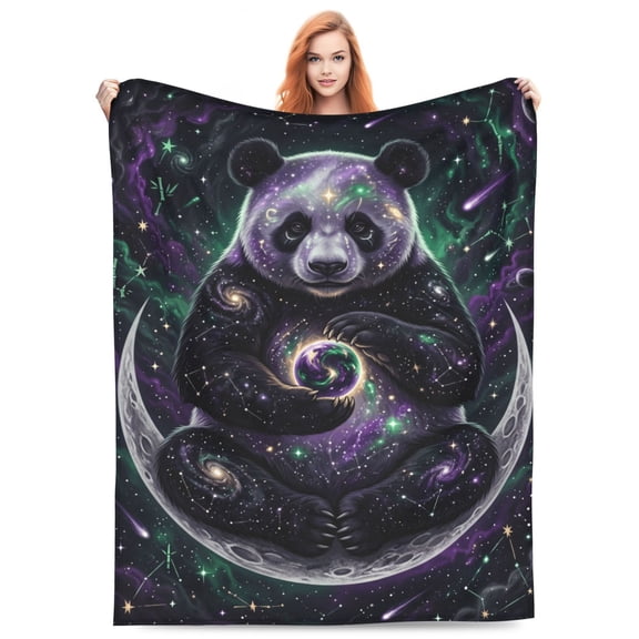 Panda Throw Blanket, Cute Panda Theme Throw Blanket, Cozy Flannel Blanket Gift for Adults Bed Sofa Home Decor 50x40
