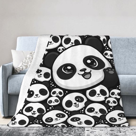 Panda Throw Blanket, Soft Flannel Animal Blanket, Warm All Season Cover for Sofa, Couch, Chair and Bed, Home Decor 50x40
