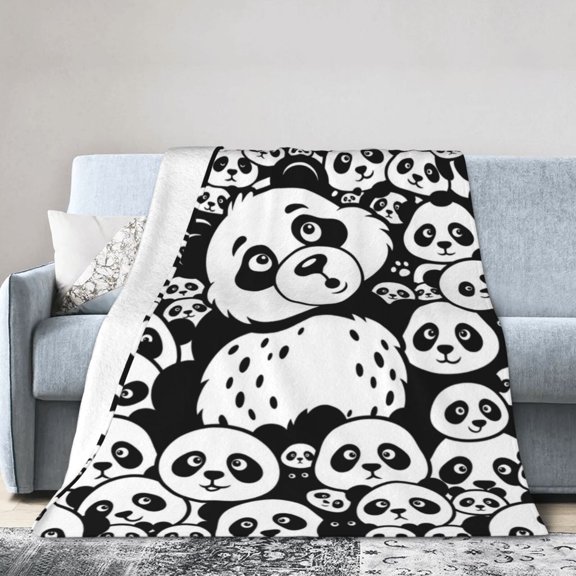 Panda Throw Blanket, Soft Flannel Animal Blanket, Warm All Season Cover for Sofa, Couch, Chair and Bed, Home Decor 50x40