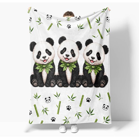 Panda Throw Blanket, Soft Flannel Fleece Fuzzy Blanket, Panda Gifts for Women, 50" x 60"