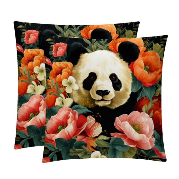 Panda Throw Pillow Inserts Set Covers of 2 Decorative Velvet Throw Pillows with Unique Patterns - 16x16, 18x18, 20x20 Inches for Home Decor and Gifts