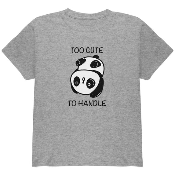 Panda Too Cute to Handle Youth T Shirt Heather YSM