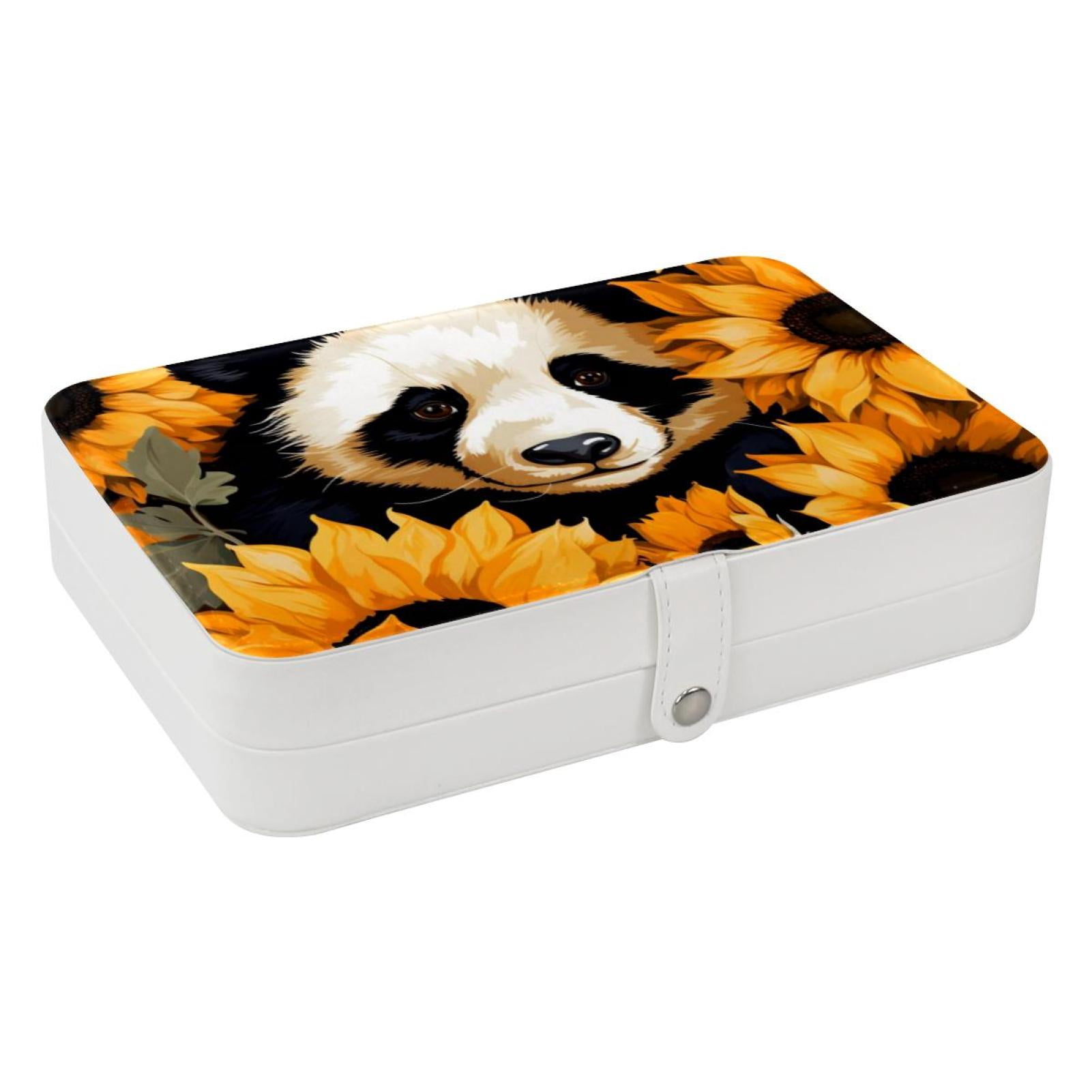 Panda Travel Organizer Decorative Box Earring Holder PU Leather with ...