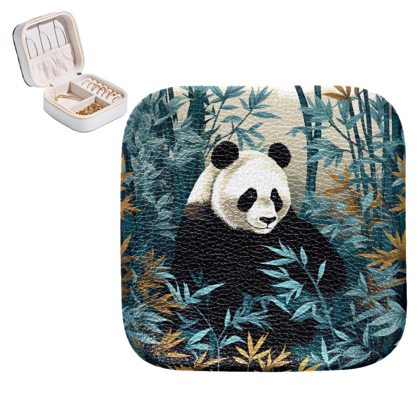 Panda Travel Portable Square Jewelry Box Earring Necklace Bracelet ...