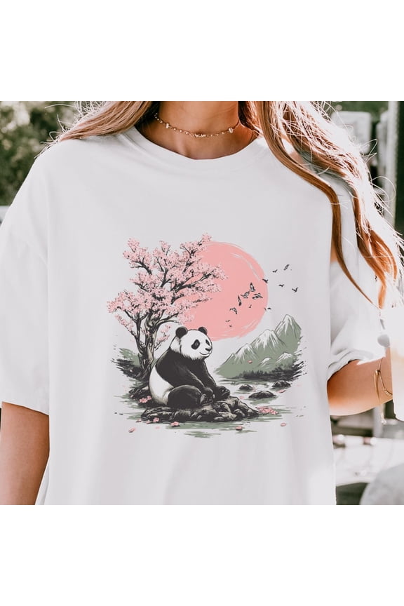 Panda Tshirt Floral Panda Shirts Boho Japanese Aesthetic tee Gift for Nature Lover Comfy T