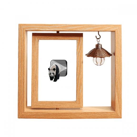 Panda Tunnel Walking Space Wooden Rotating Picture Photo Frame 4x6