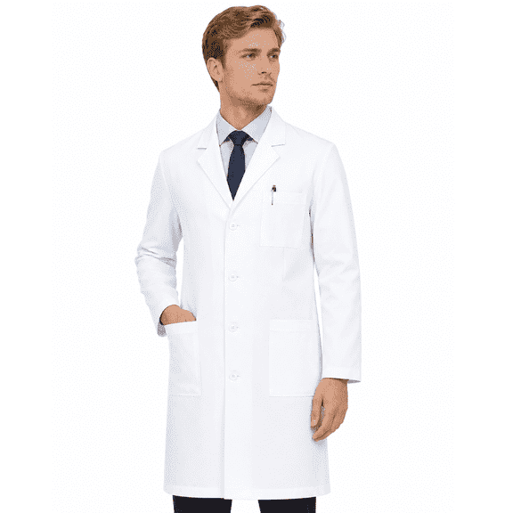 Panda Uniform by Heedfit Professional Men's Workwear Medical Lab Coat With Pockets for Doctors Nurses Science Chemistry & College,White S