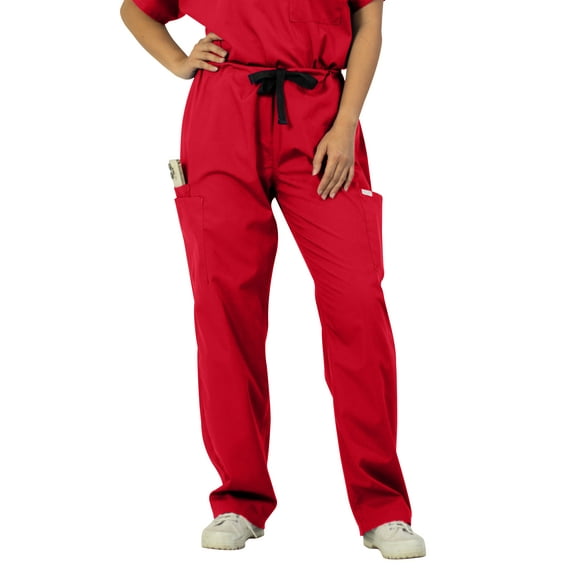 Panda Uniform by HeedFit Unisex Drawstring Scrub Pants – Red, 5XL