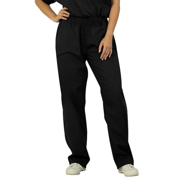 Panda Uniform by HeedFit Unisex Elastic Back Front Drawstring Scrub Pants, Black, M