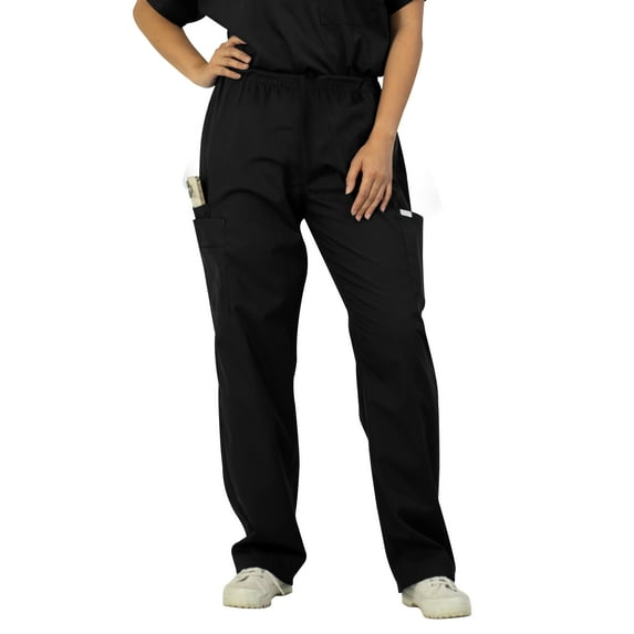 Panda Uniform by HeedFit Unisex Medical Scrub Cargo Pants with Pockets – Black, 4XL