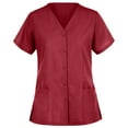 thumbnail image 1 of Panda Uniform by HeedFit Unisex Two-Pocket Button-Front Scrub Top – 10XL Red, 1 of 4