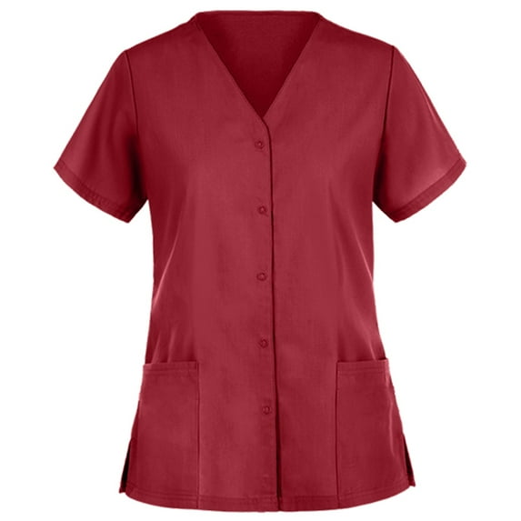Panda Uniform by HeedFit Unisex Two-Pocket Button-Front Scrub Top – 10XL Red
