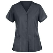 Panda Uniform by HeedFit Unisex Two-Pocket Button-Front Scrub Top   6XL Black